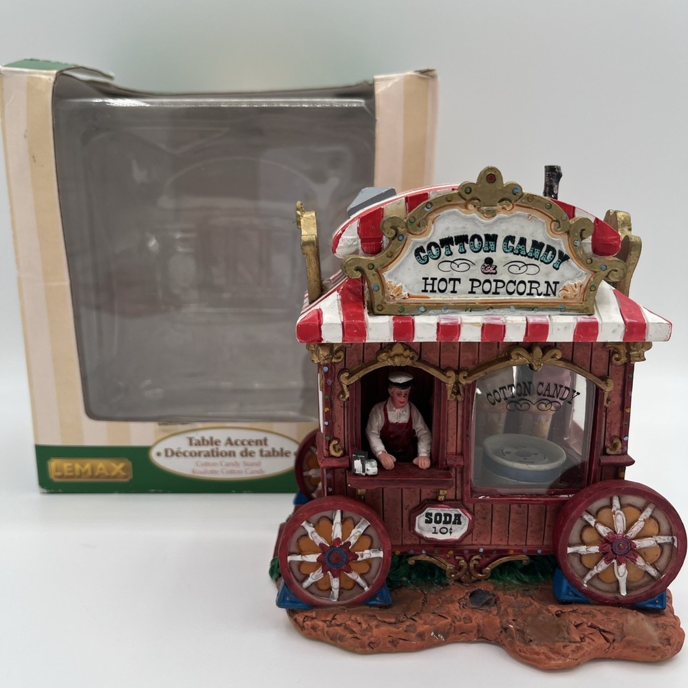 LEMAX Village COTTON CANDY STAND Carnival Table Accent‎ #73647 In Box